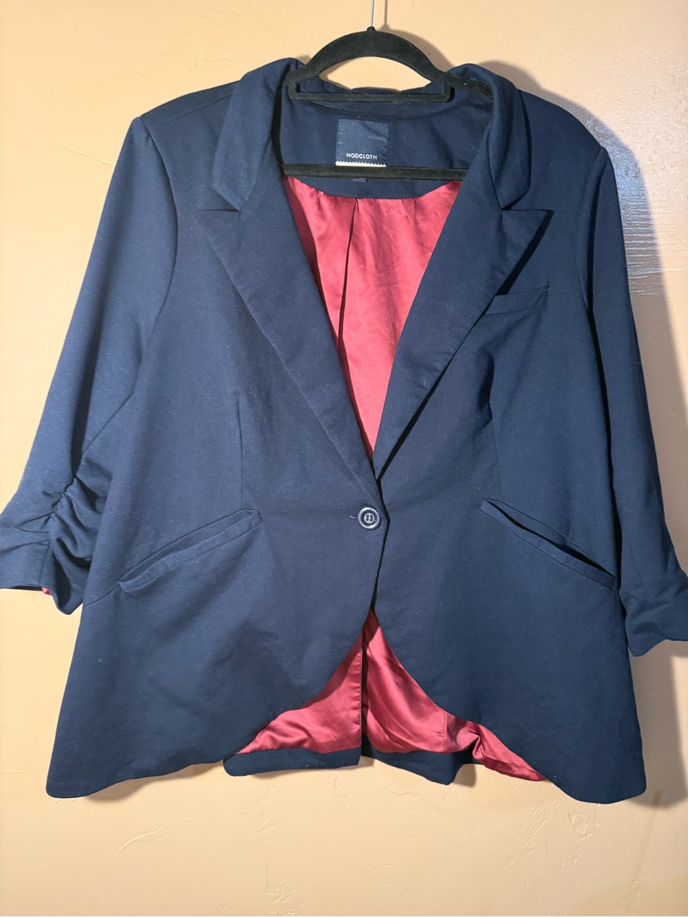 Modcloth 3X Navy Blazer with Rose-Pink Lining